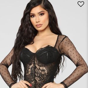 Polka Dot + lace bodysuit